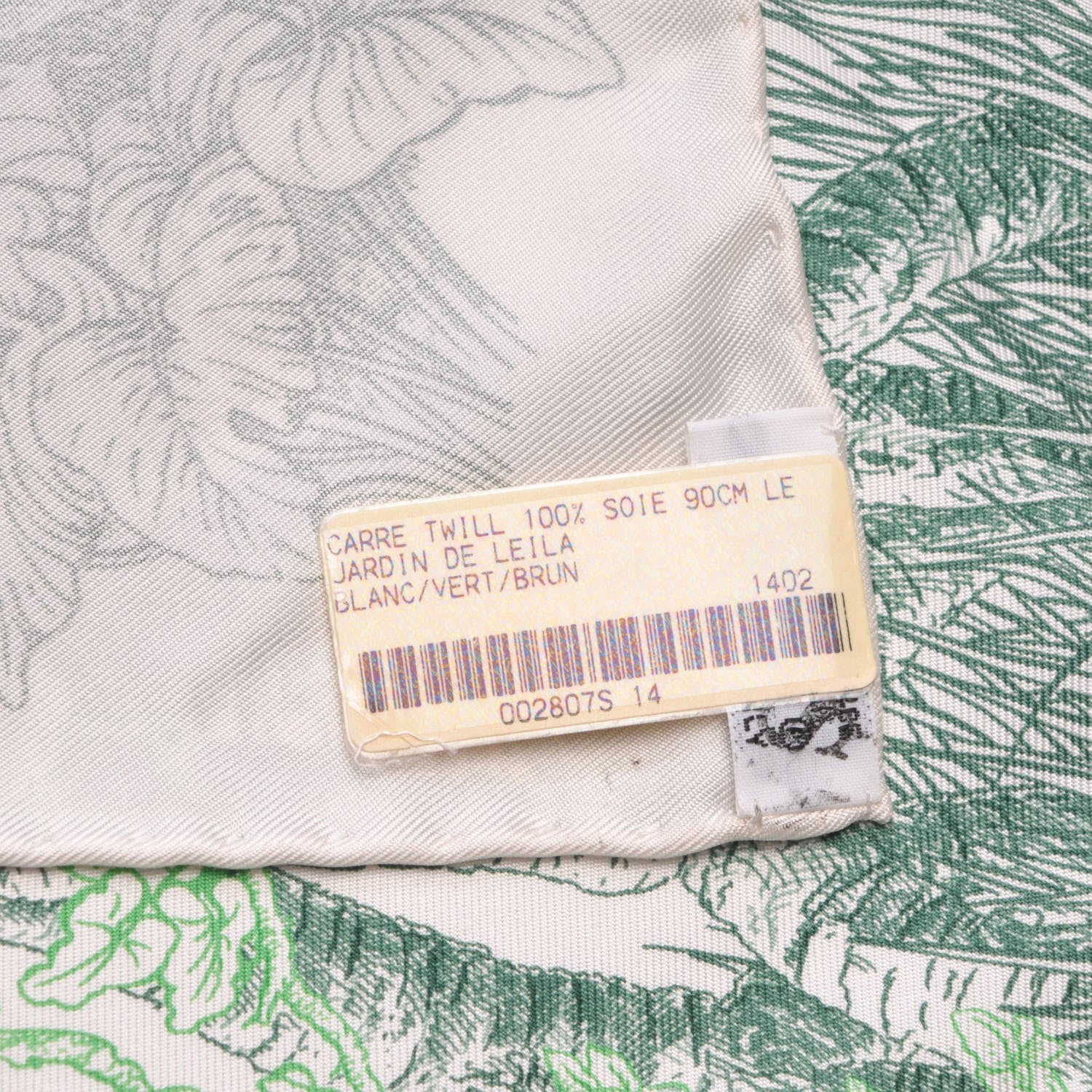 Hermes Silk Le Jardin de Leila Scarf 90 Blanc Vert Brun 6 of 6