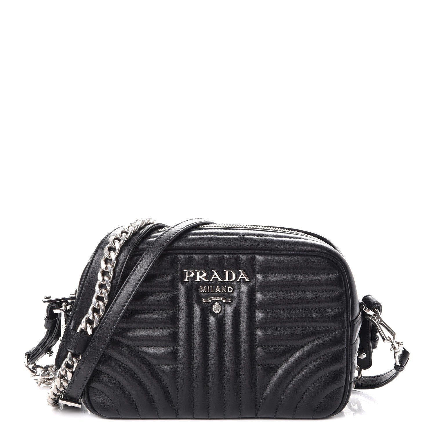 Prada Soft Calfskin Diagramme Crossbody Bag Black 1 of 8