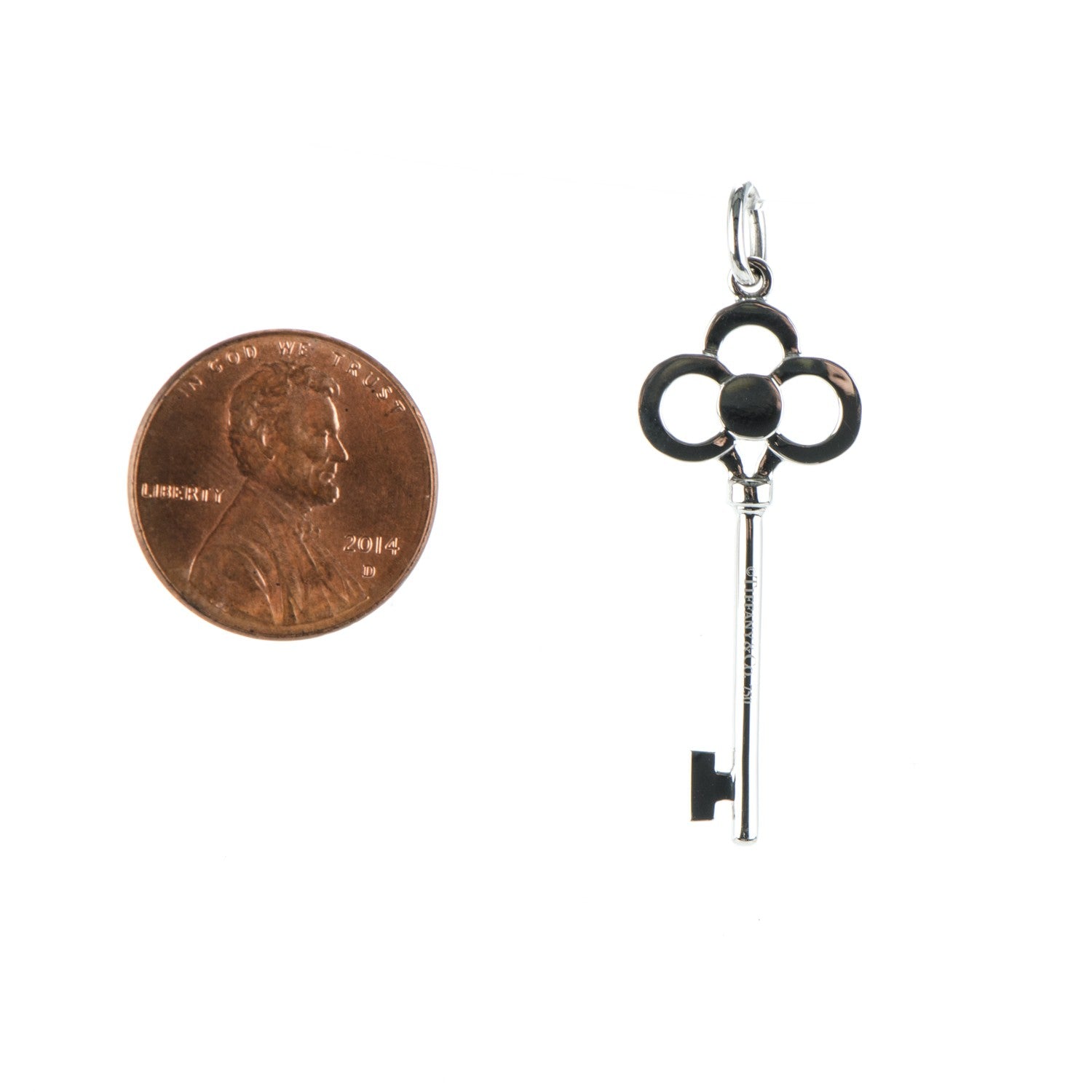 Tiffany 18K White Gold Diamond Crown Key Pendant 2 of 4