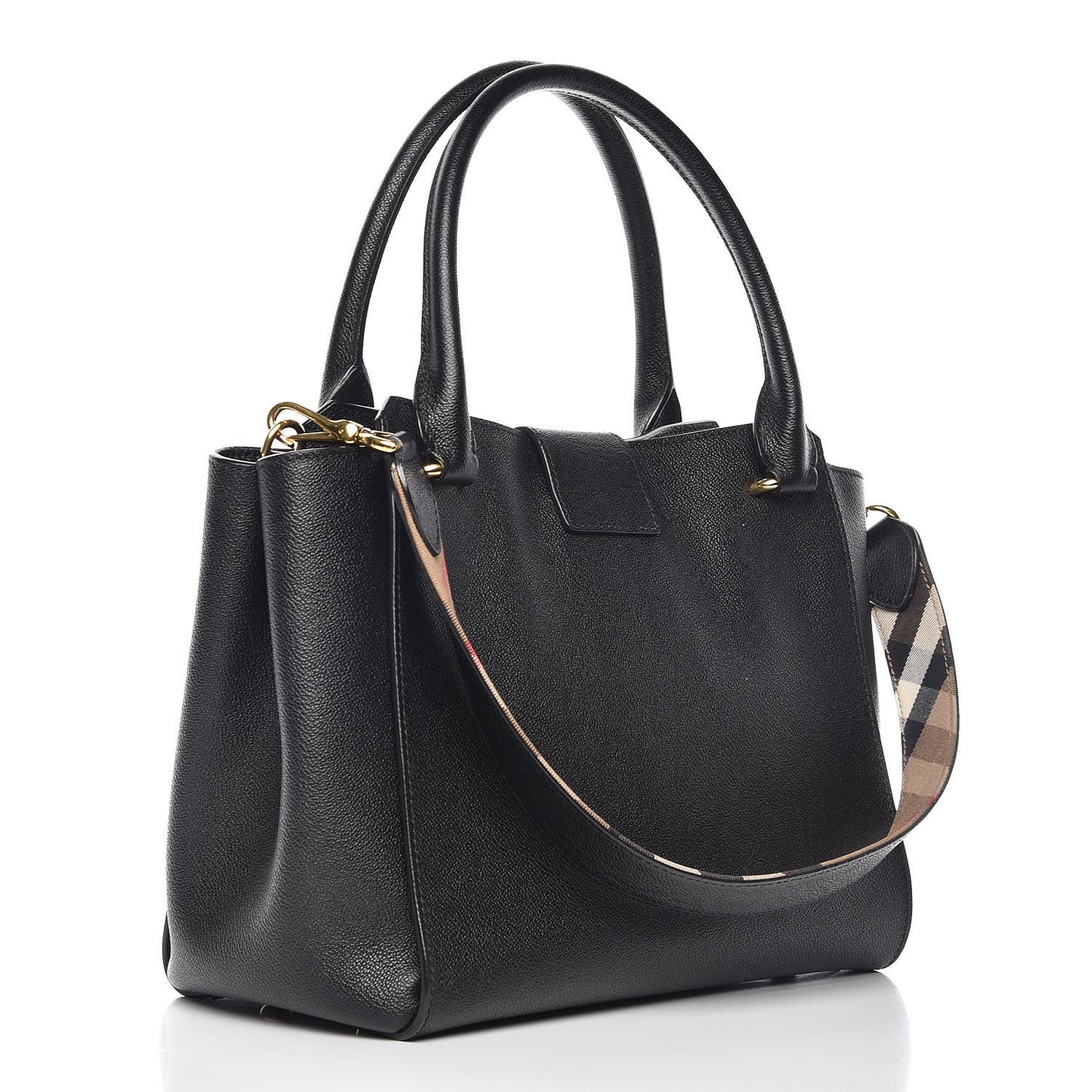 Soft Grain Calfskin Medium Buckle Tote Black