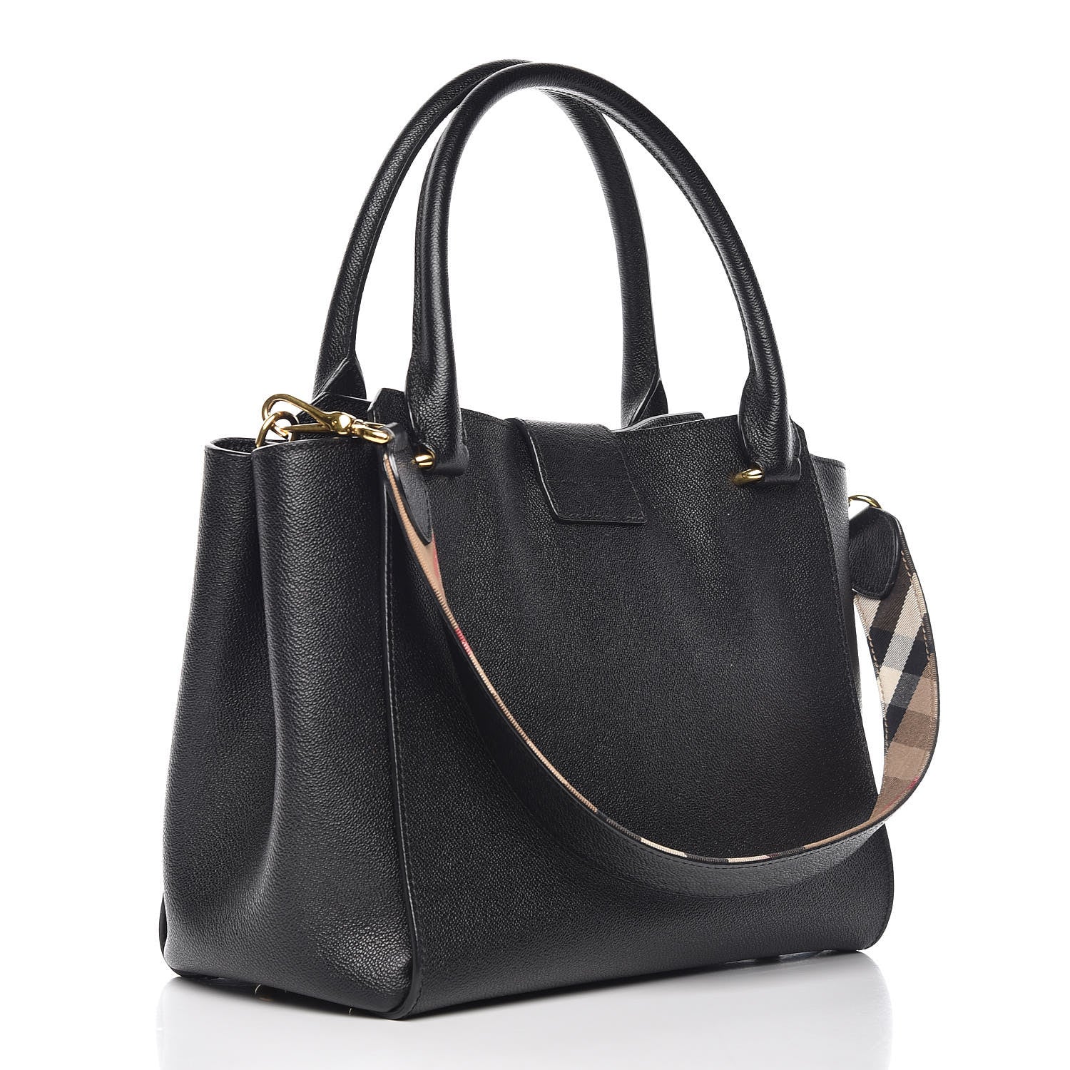 Burberry Soft Grain Calfskin Medium Buckle Tote Black 4 of 16