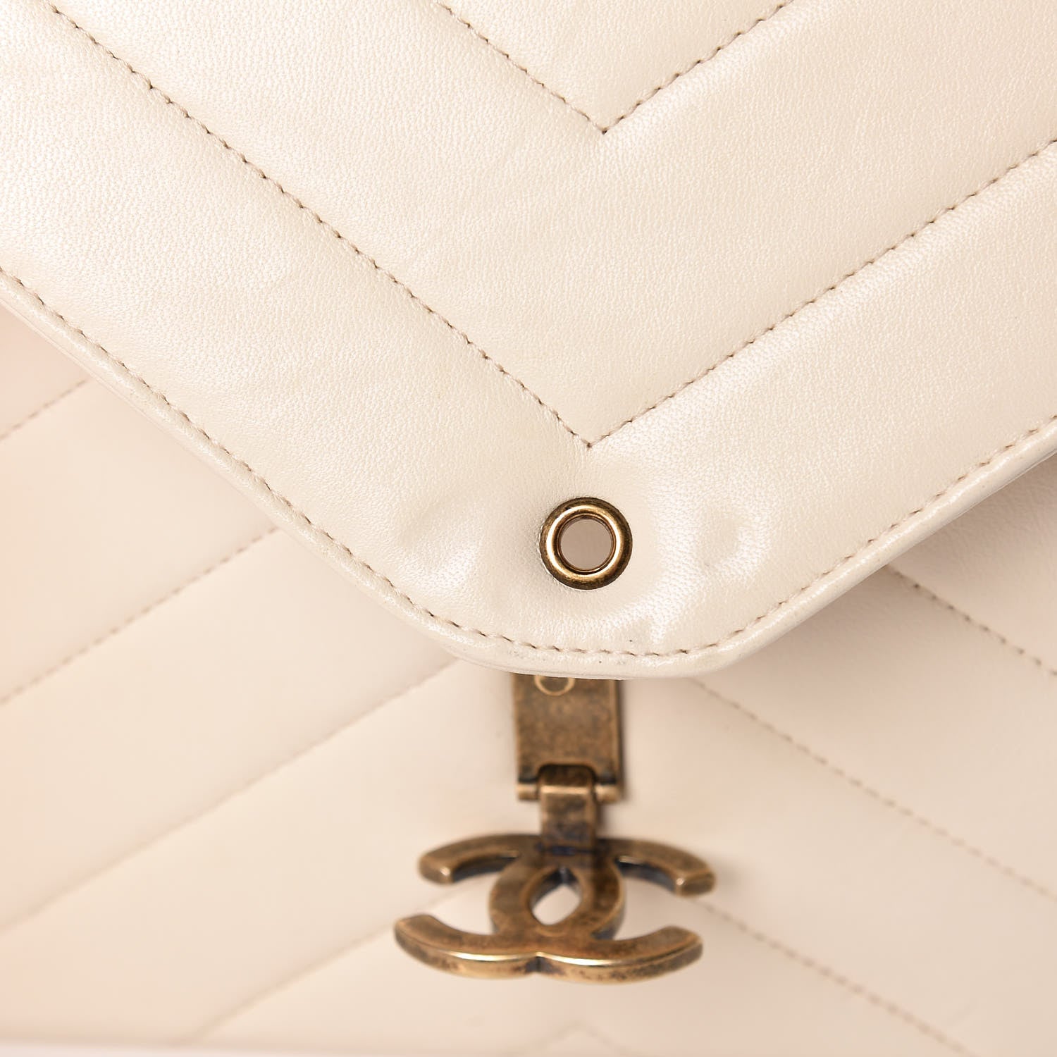 Chanel Lambskin Chevron Quilted Envelope Flap White 10 of 21