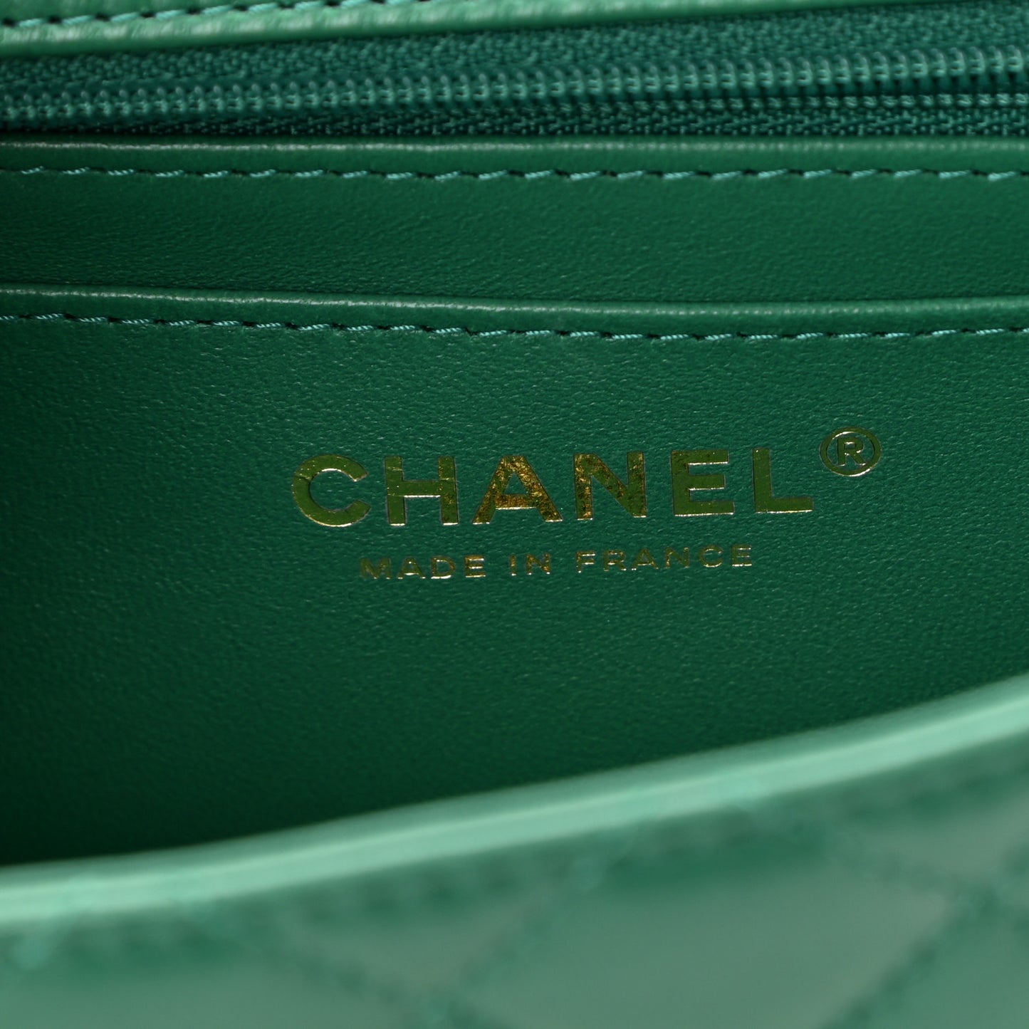 Lambskin Quilted Mini Top Handle Rectangular Flap Green