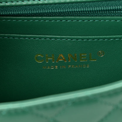 Chanel Lambskin Quilted Mini Top Handle Rectangular Flap Green 6 of 11