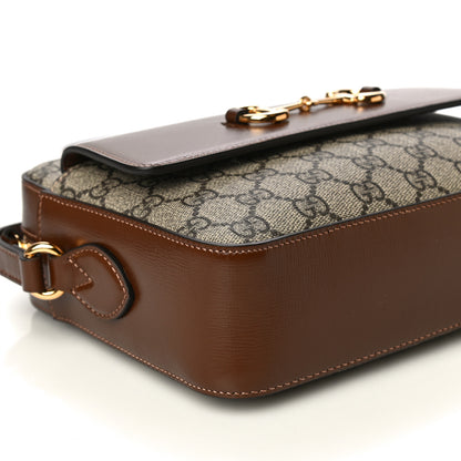 Gucci GG Supreme Monogram Small Horsebit 1955 Shoulder Bag Beige Brown Sugar 10 of 11