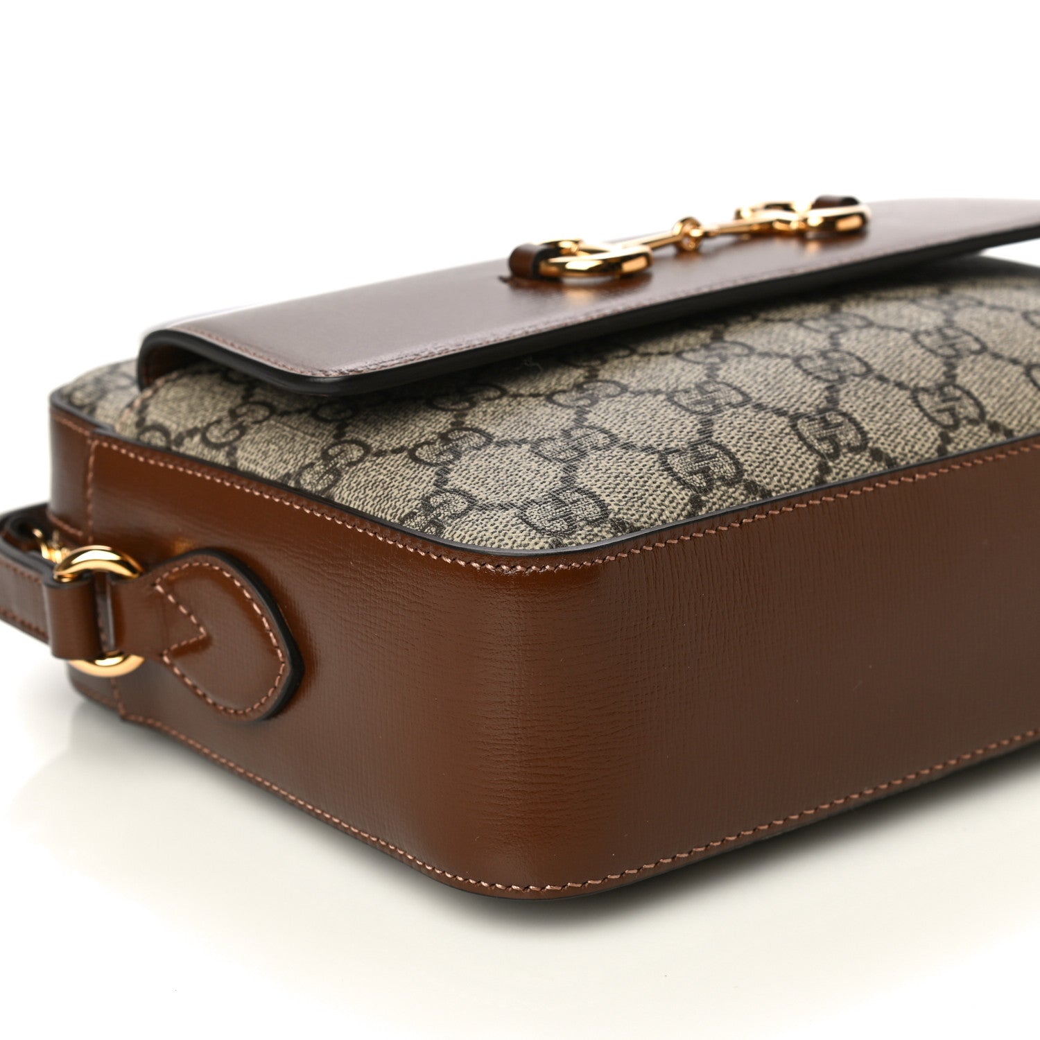 Gucci GG Supreme Monogram Small Horsebit 1955 Shoulder Bag Beige Brown Sugar 10 of 13