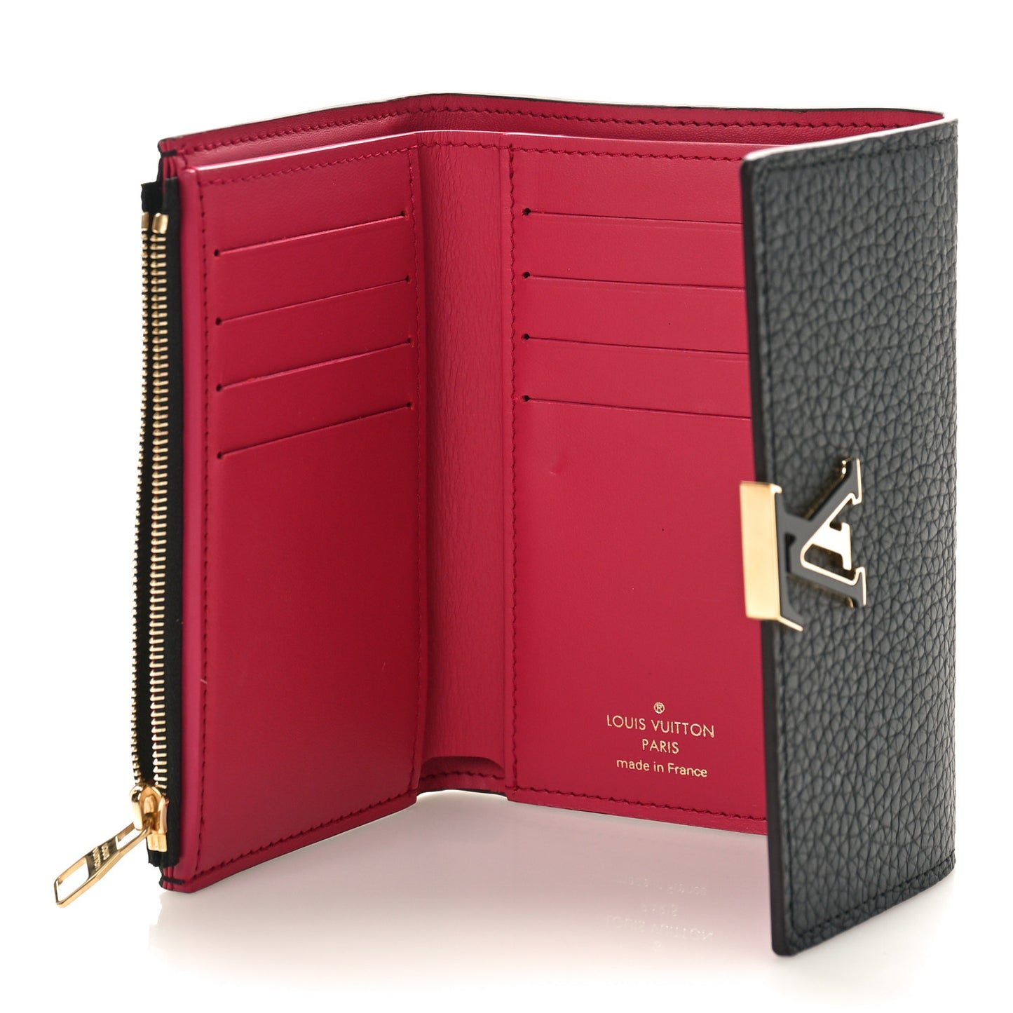 LOUIS VUITTON Taurillon Capucines Compact Wallet Black