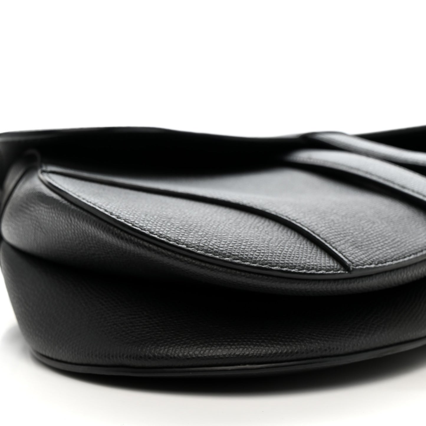 Grained Calfskin Saddle Bag Black