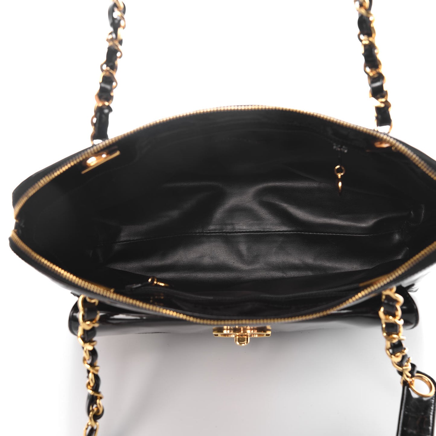 Patent CC Shoulder Bag Black