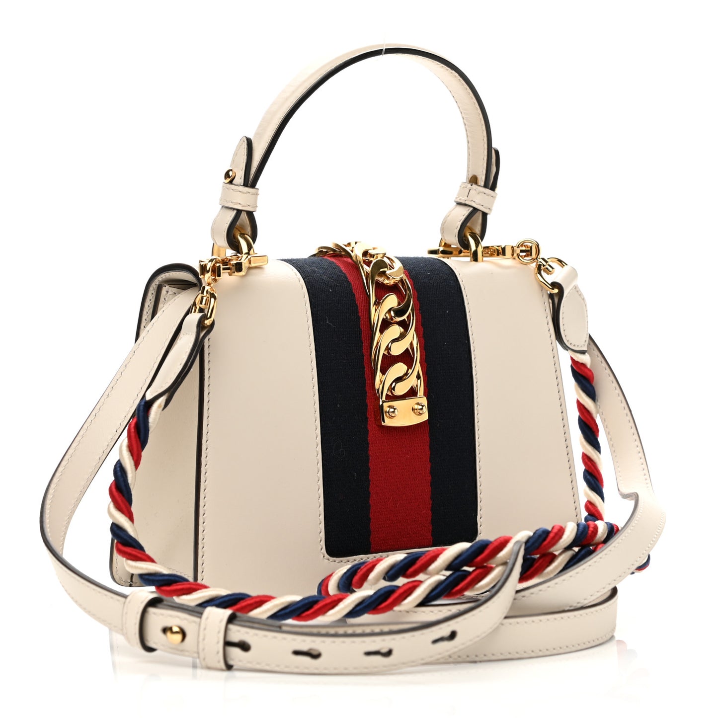 Calfskin Mini Sylvie Top Handle Bag White