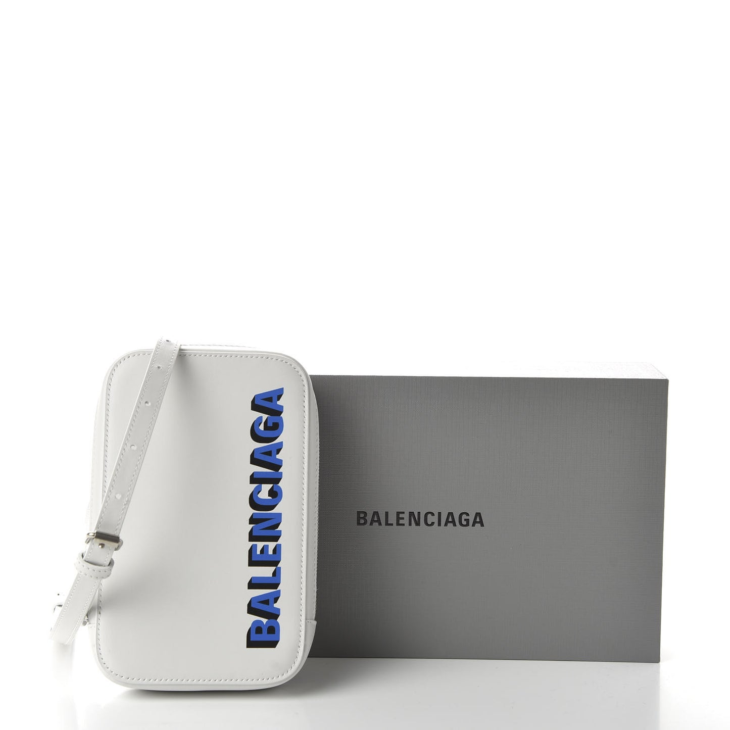 Smooth Calfskin 3D Logo Cash Phone Holder Bag White Screen Blue Black