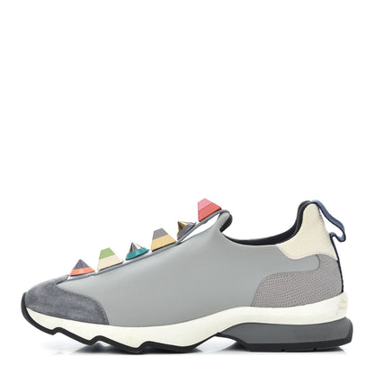 Fendi Neoprene Calfskin Rainbow Studded Sneaker 35.5 Gray 1 of 15
