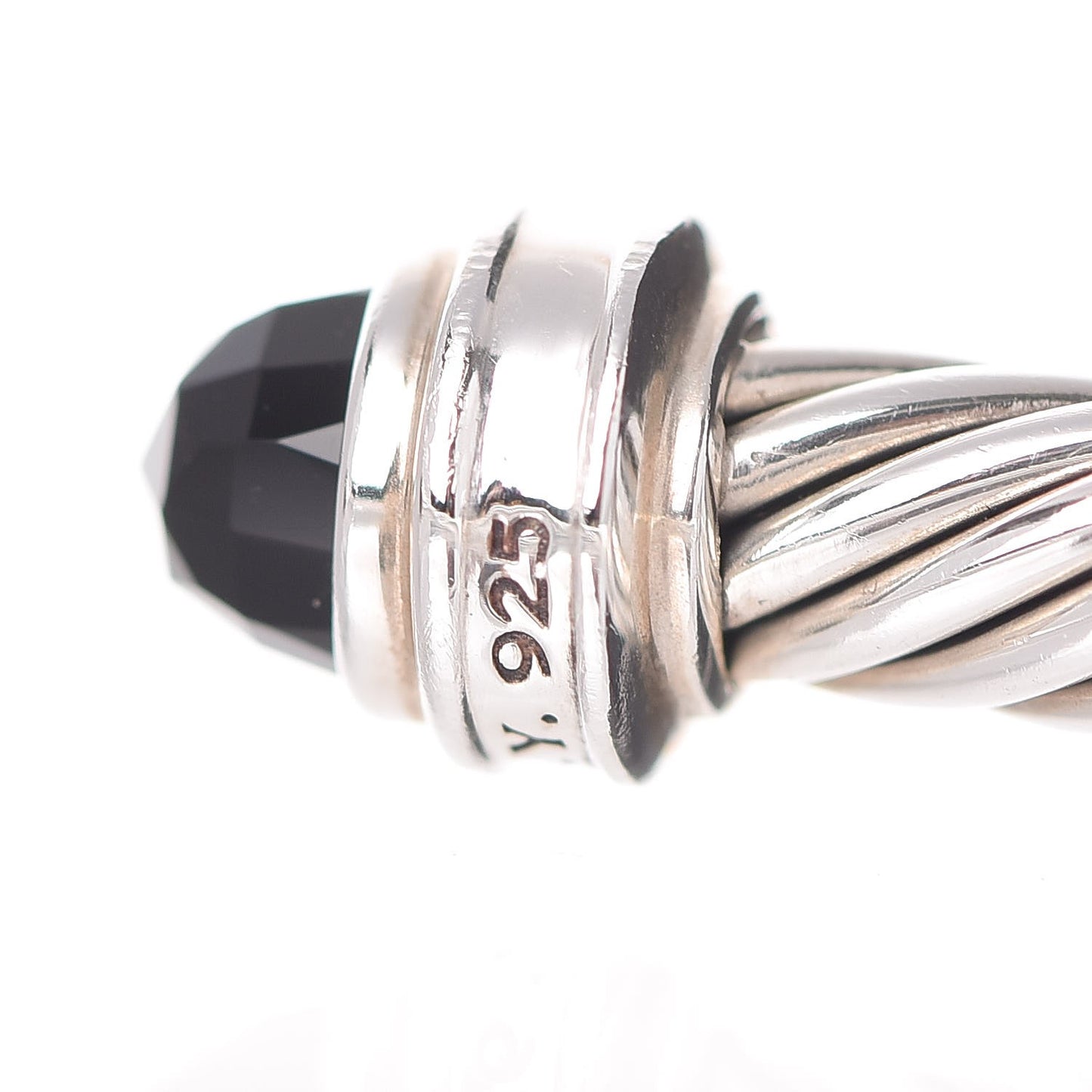Sterling Silver Diamond Black Onyx 5mm Cable Classics Princess Bracelet