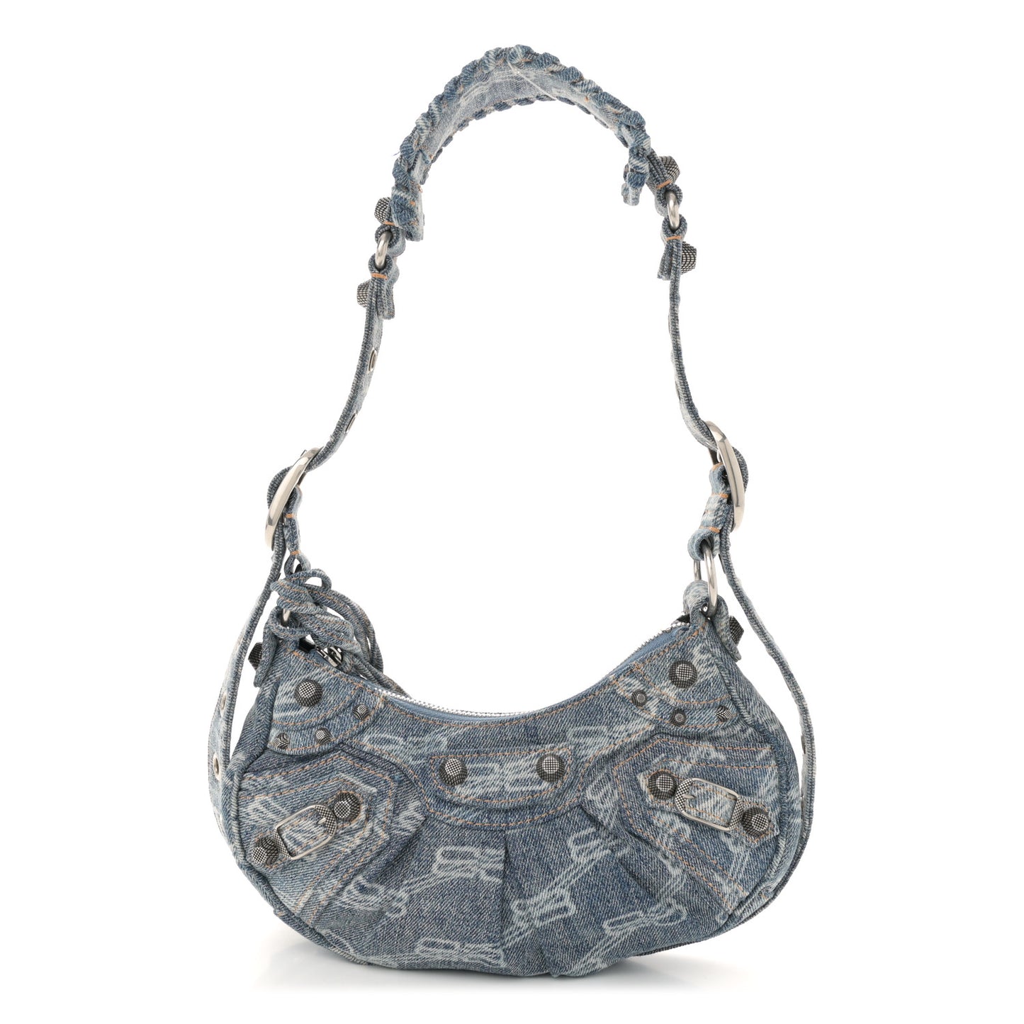 Denim BB Monogram Le Cagole Shoulder Bag XS Blue