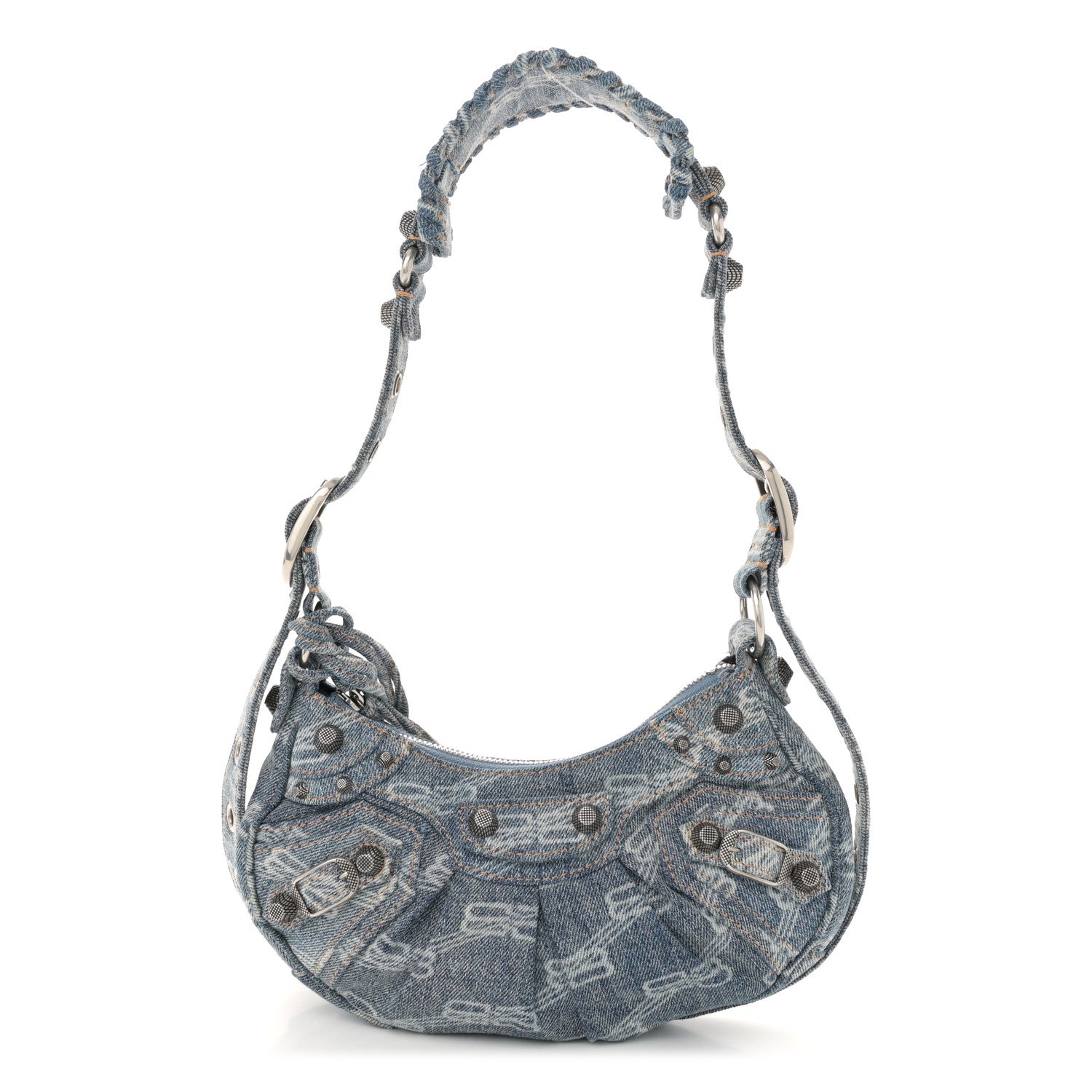 Balenciaga Denim BB Monogram Le Cagole Shoulder Bag XS Blue 1 of 12