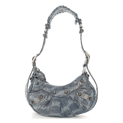 Balenciaga Denim BB Monogram Le Cagole Shoulder Bag XS Blue 1 of 12