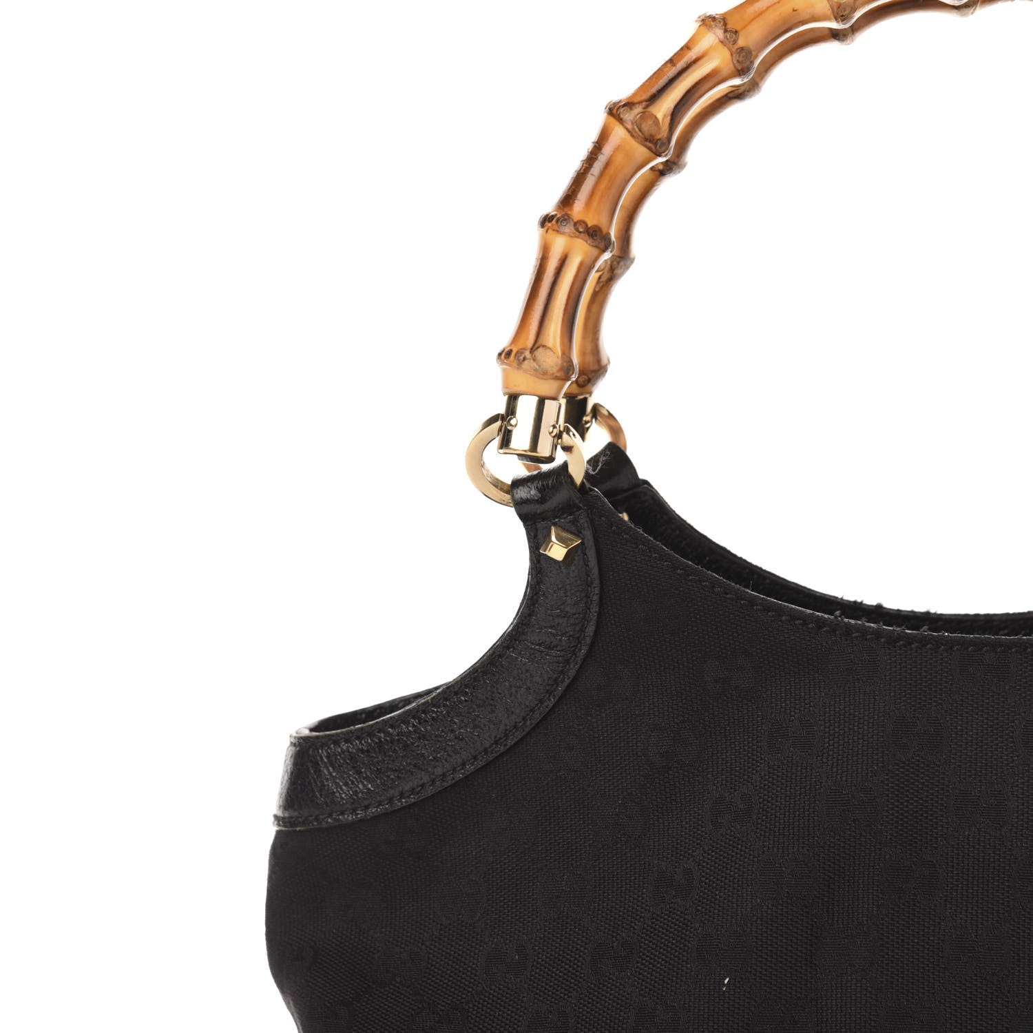 Gucci Monogram Bamboo Handle Shoulder Bag Black 14 of 14
