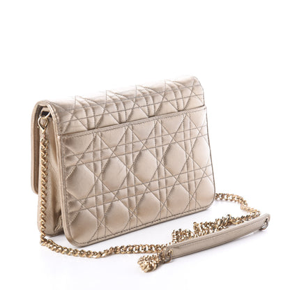 Christian Dior Metallic Lambskin Cannage Miss Dior Promenade Pouch Gold 3 of 9