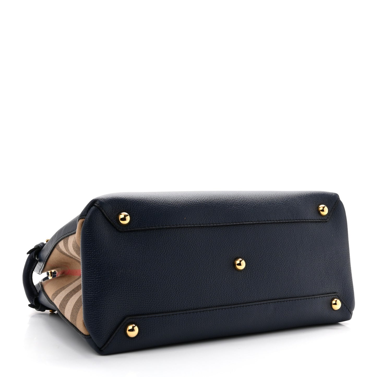 Derby Calfskin House Check Medium Banner Tote Ink Blue