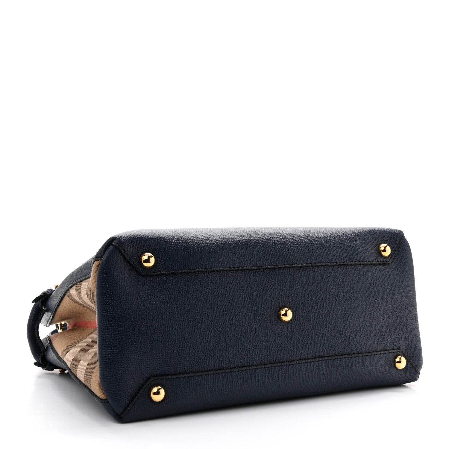 Burberry Derby Calfskin House Check Medium Banner Tote Ink Blue 4 of 13