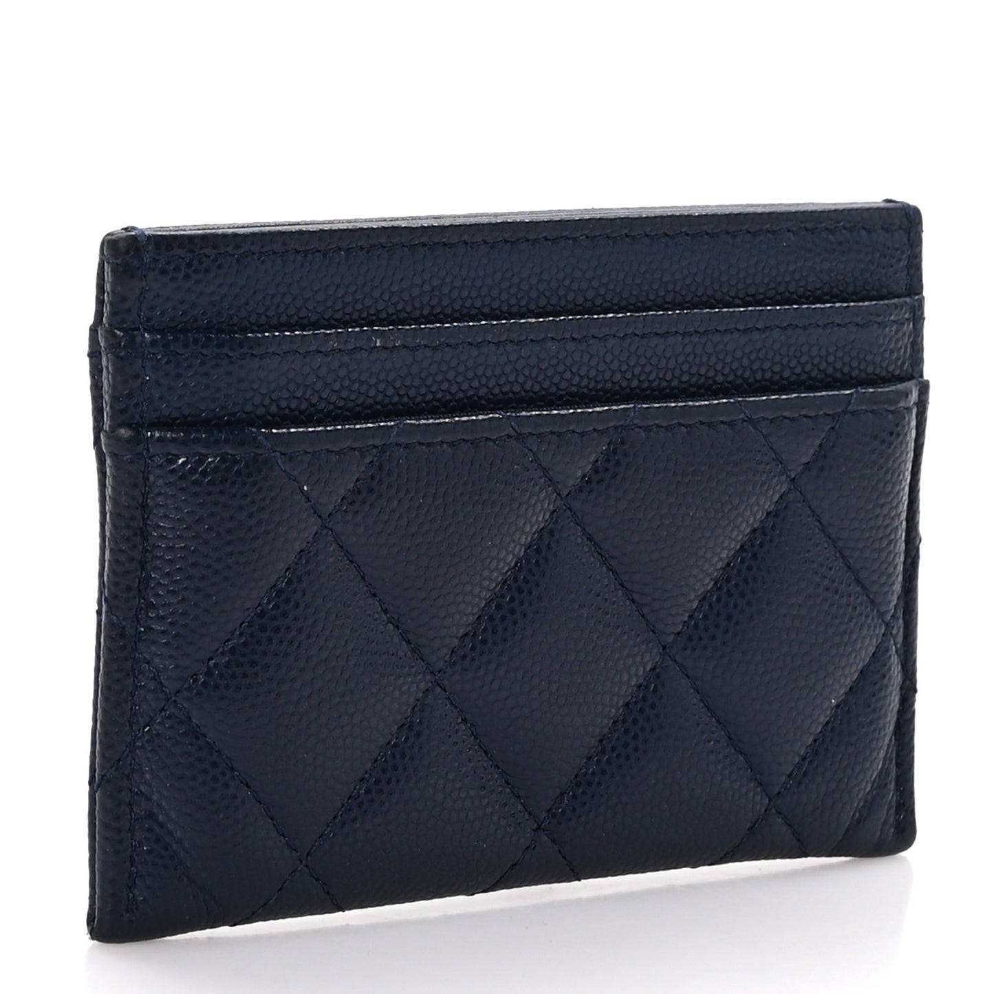 Caviar Quilted Crystal Card Holder Blue