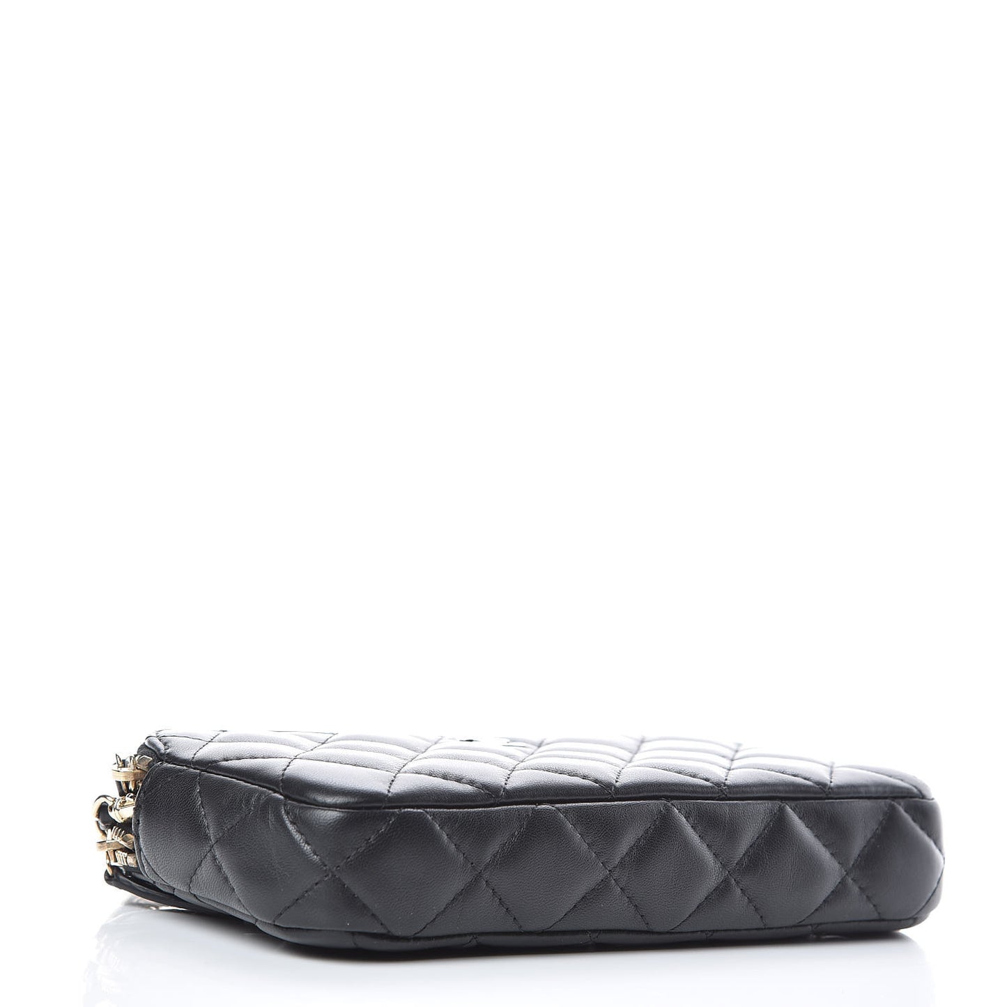 Lambskin Quilted Small Clutch With Chain Black