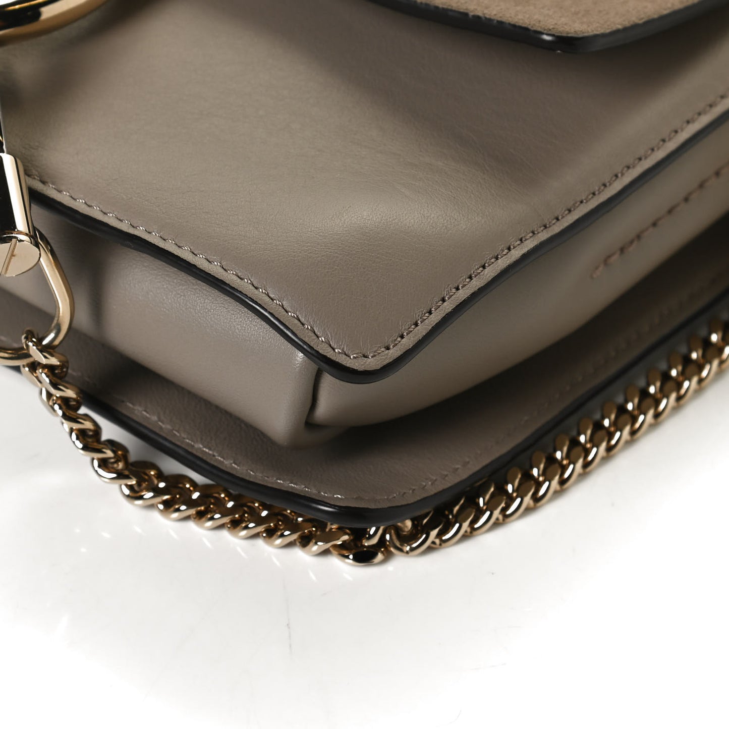 Suede Calfskin Small Faye Shoulder Bag Motty Grey
