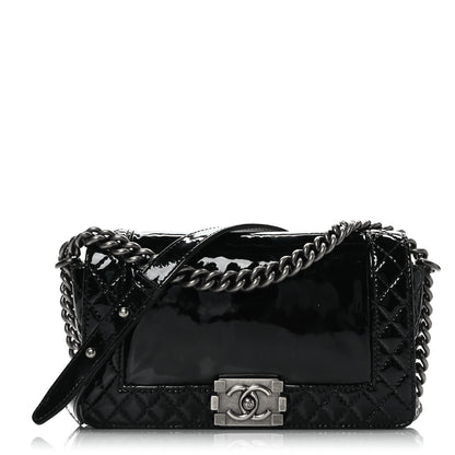 Chanel Patent New Medium Boy Reverso Flap Black 1 of 9