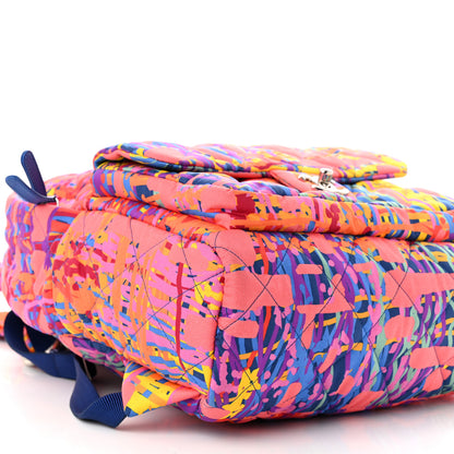 Chanel Foulard Fabric Quilted Printed Backpack Pink 9 of 12