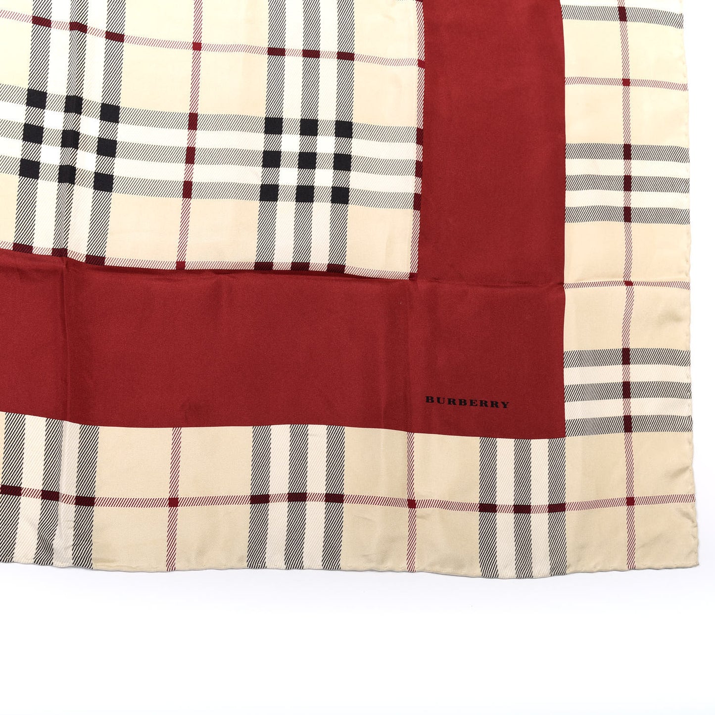 Silk Vintage Check Square Scarf Red