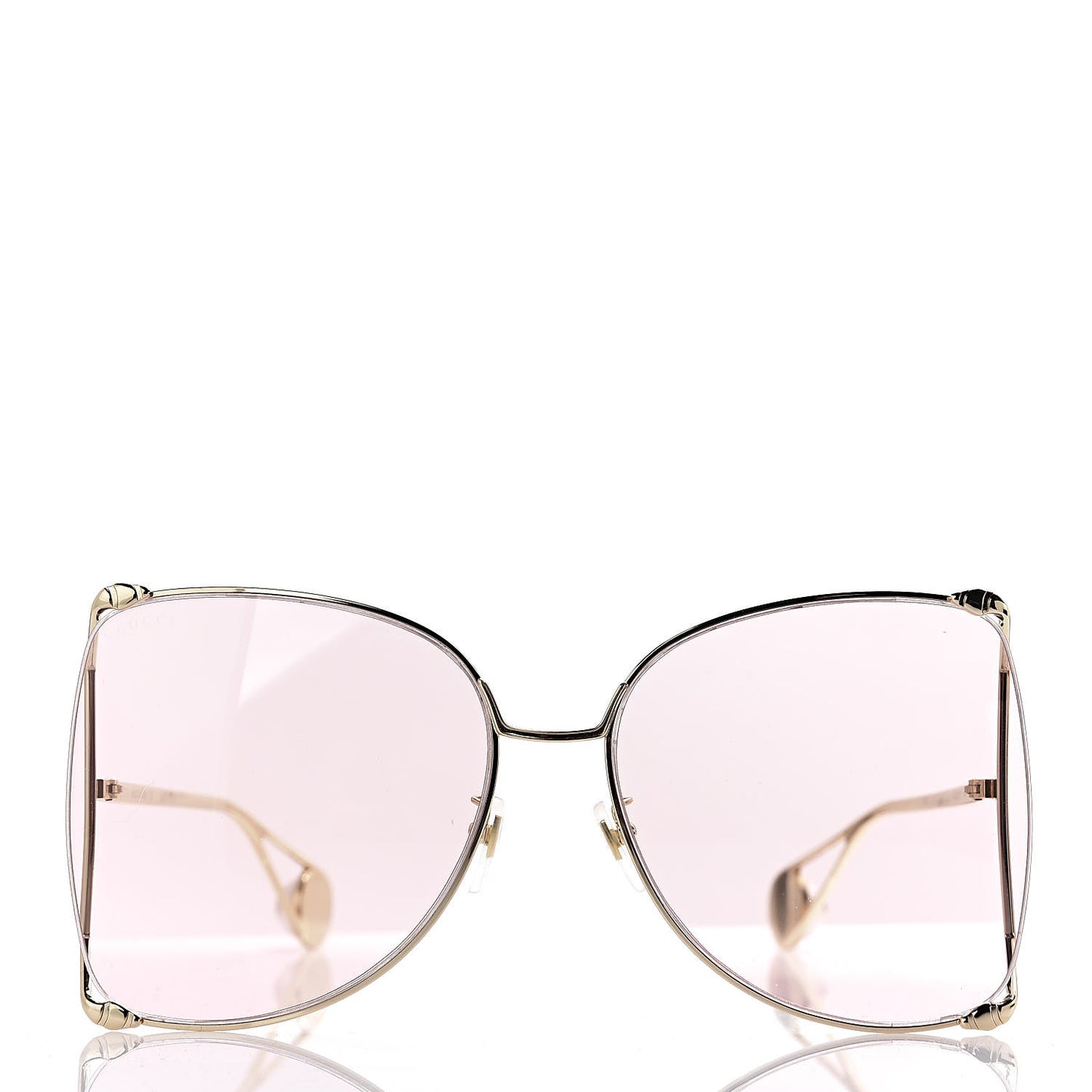 Metal Oversized Round Sunglasses GG0252S Gold Pink