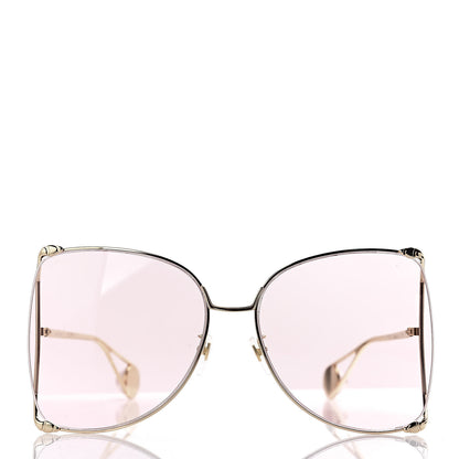 Gucci Metal Oversized Round Sunglasses GG0252S Gold Pink 3 of 9