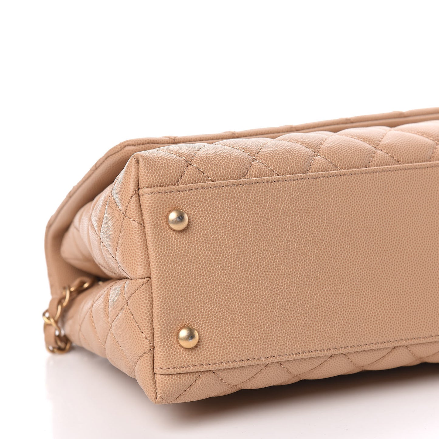 Caviar Lizard Embossed Quilted Small Coco Handle Flap Beige