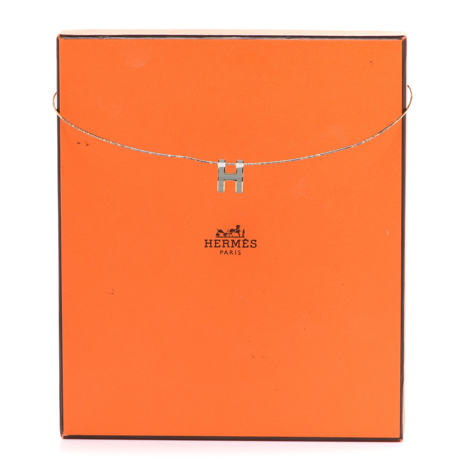 Hermes Lacquered Gold Pop H Pendant Necklace Jade 7 of 7