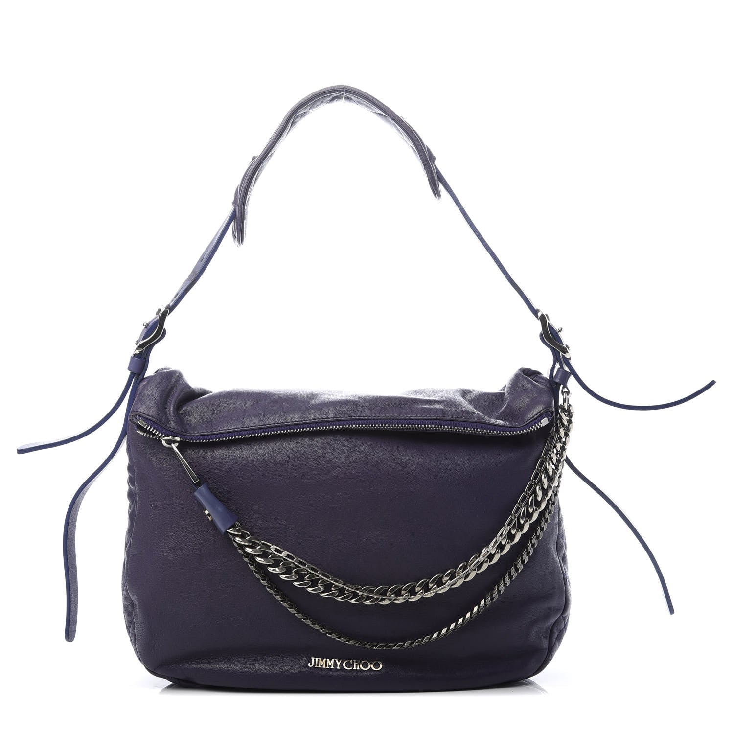 Jimmy Choo Lambskin Small Biker Hobo Purple 1 of 12