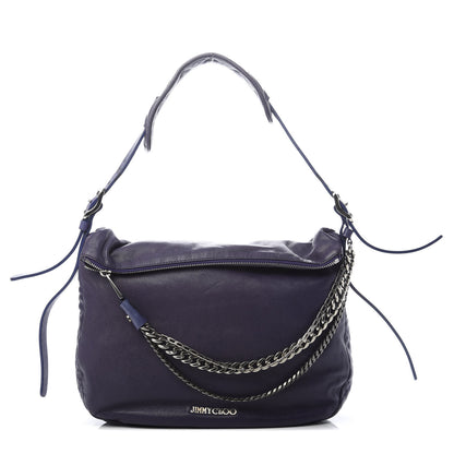 Jimmy Choo Lambskin Small Biker Hobo Purple 1 of 12