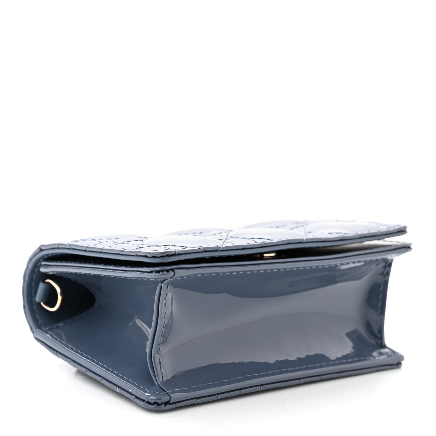 Patent Cannage Nano Lady Dior Pouch Denim