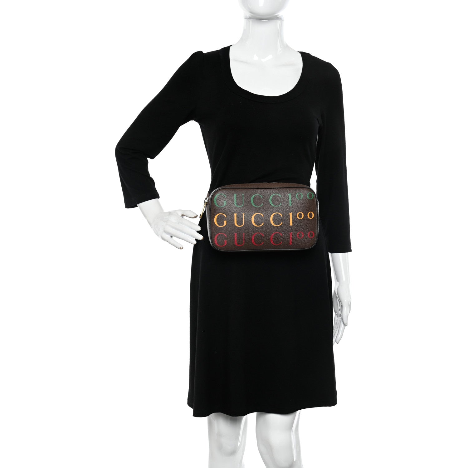 Gucci Textured Dollar Calfskin Gucci 100 Aria Belt Bag 80 32 New Acero Multicolor 2 of 12