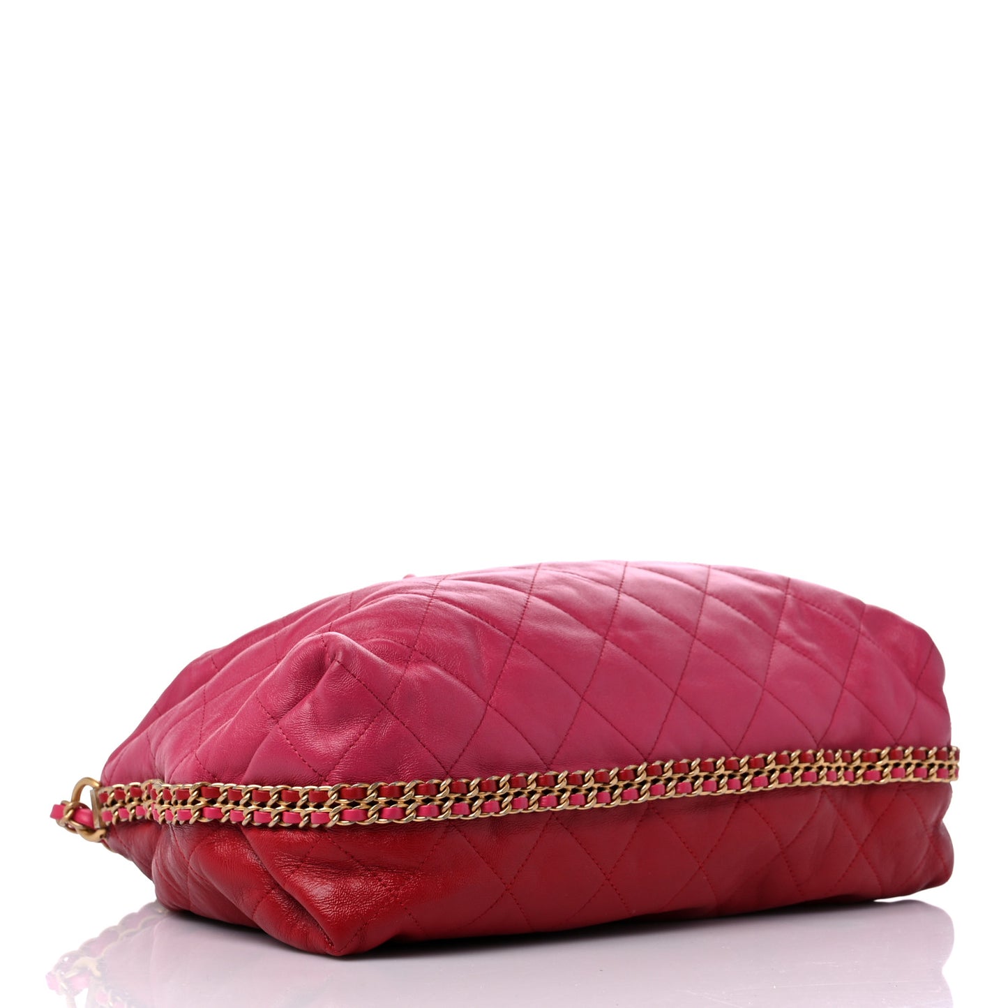 Calfskin Quilted Coco Shelter Bowling Bag Dark Pink Red