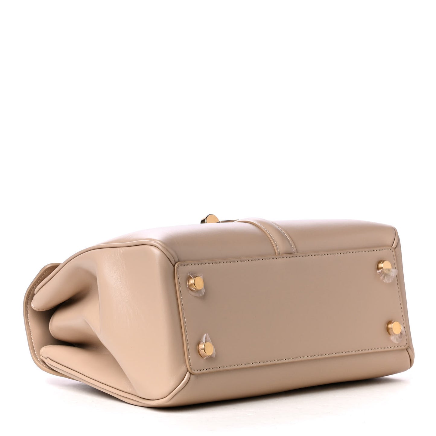 Satinated Calfskin Small 16 Top Handle Bag Beige