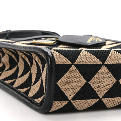 Prada Jacquard Saffiano Triangolo Symbole Embroidered Micro Tote Black Corda 9 of 9