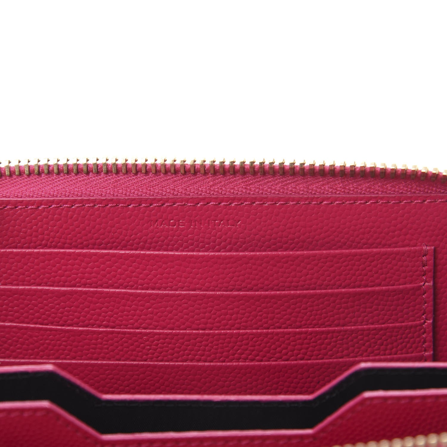 Saint Laurent Grain De Poudre Monogram Zip Around Wristlet Lipstick Fuchsia 7 of 9
