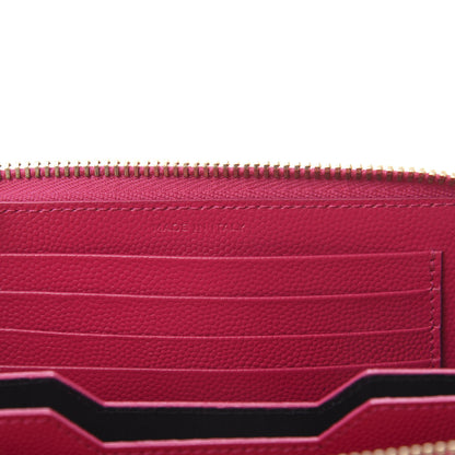 Saint Laurent Grain De Poudre Monogram Zip Around Wristlet Lipstick Fuchsia 7 of 9
