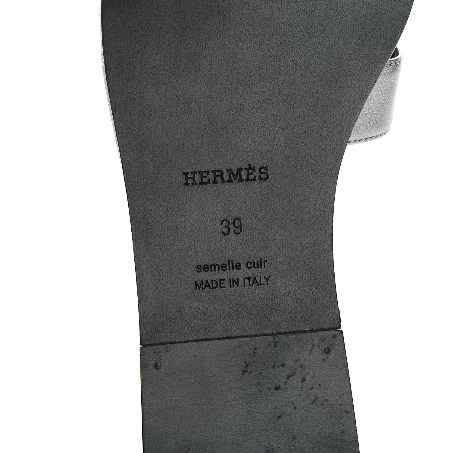 Hermes Metallic Epsom Oran Sandals 39 Gris Argente 7 of 10