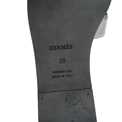 Hermes Metallic Epsom Oran Sandals 39 Gris Argente 7 of 10