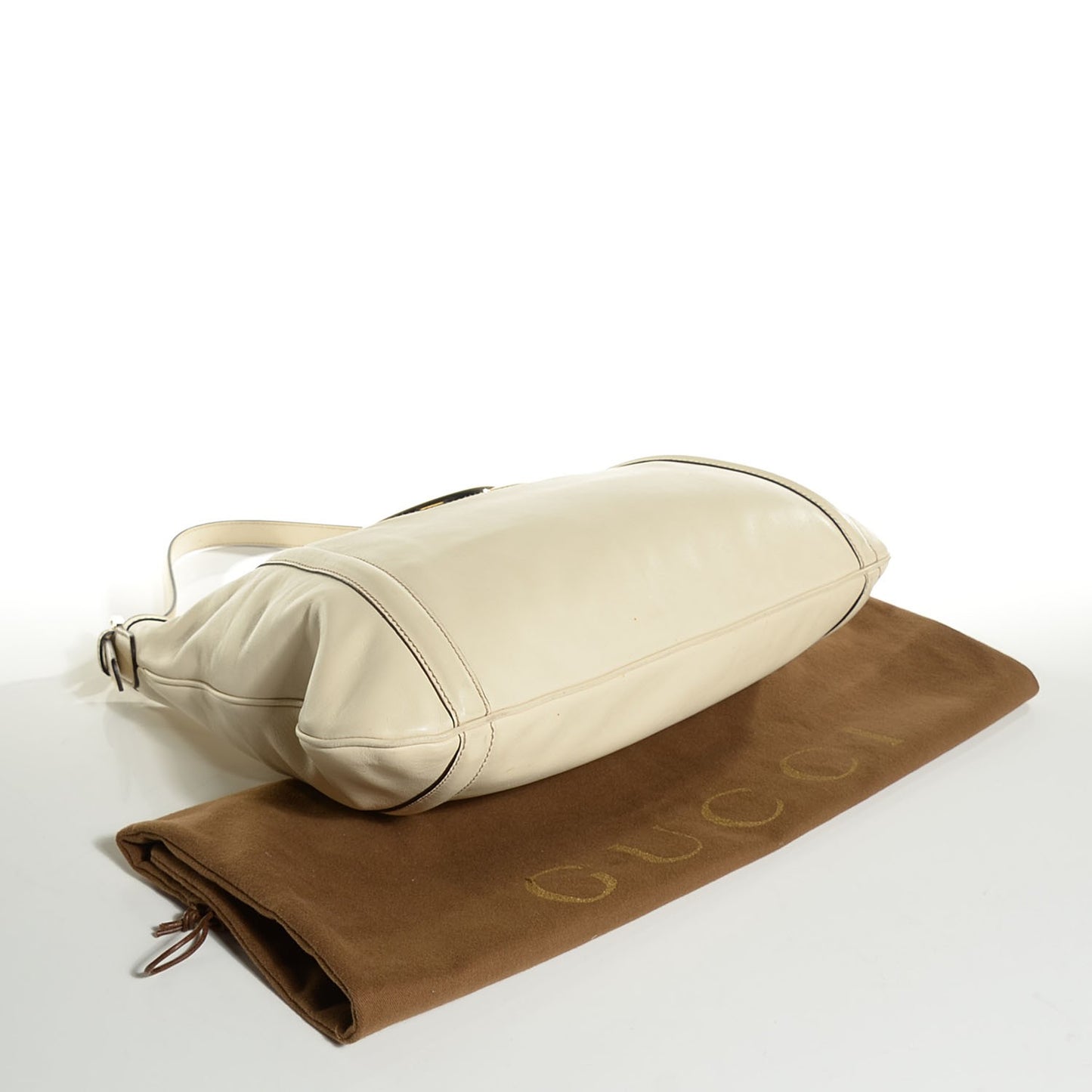 Calfskin Web Britt Medium Hobo Off White