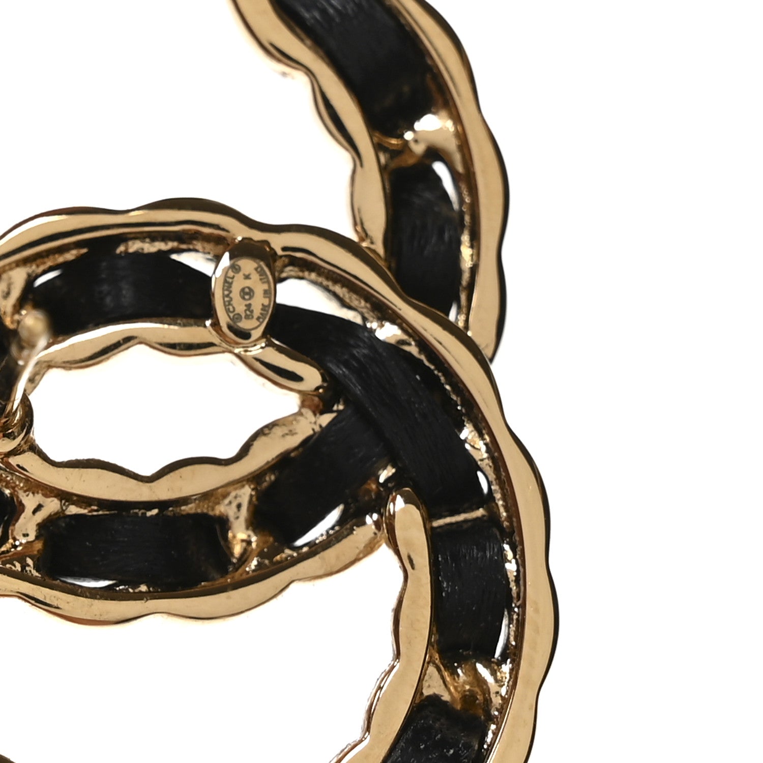 Chanel Lambskin CC Chain Earrings Black Gold 4 of 5