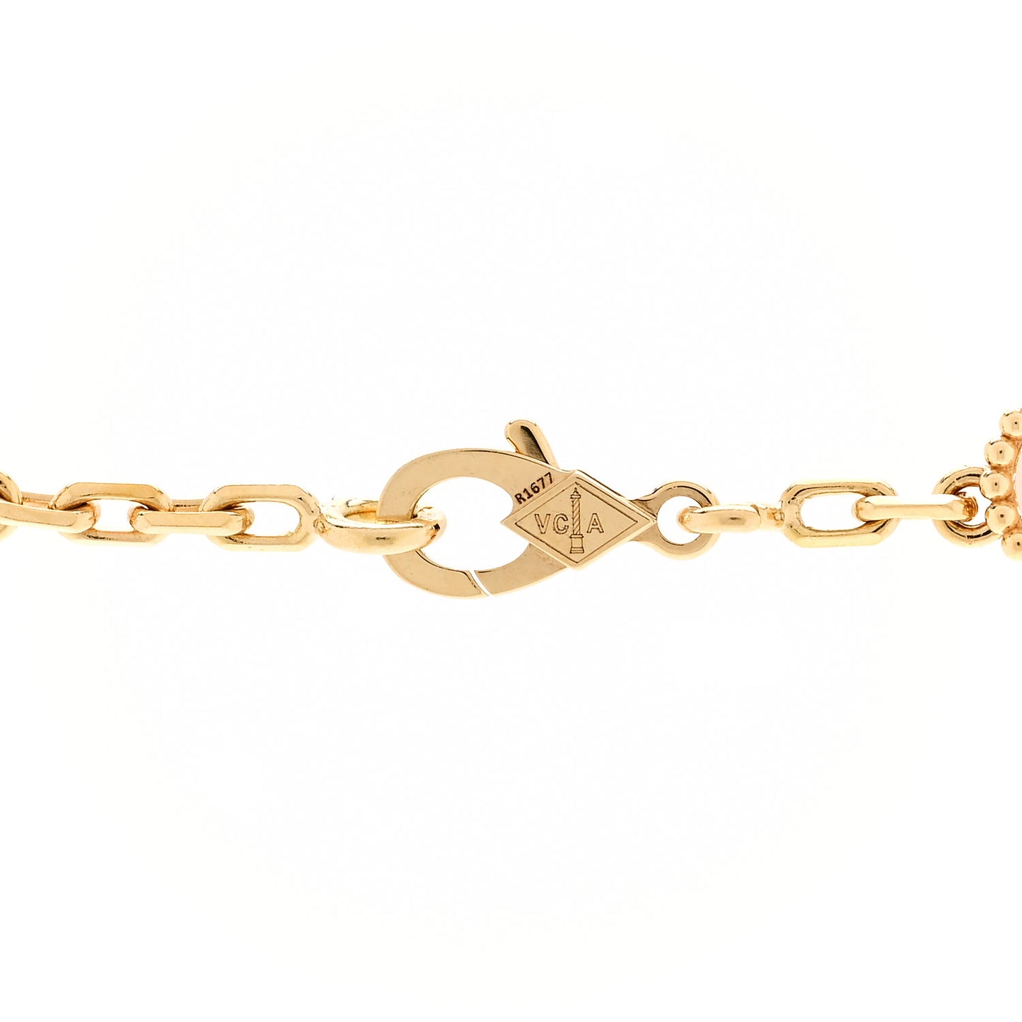 18K Yellow Gold Mother of Pearl 10 Motifs Vintage Alhambra Necklace