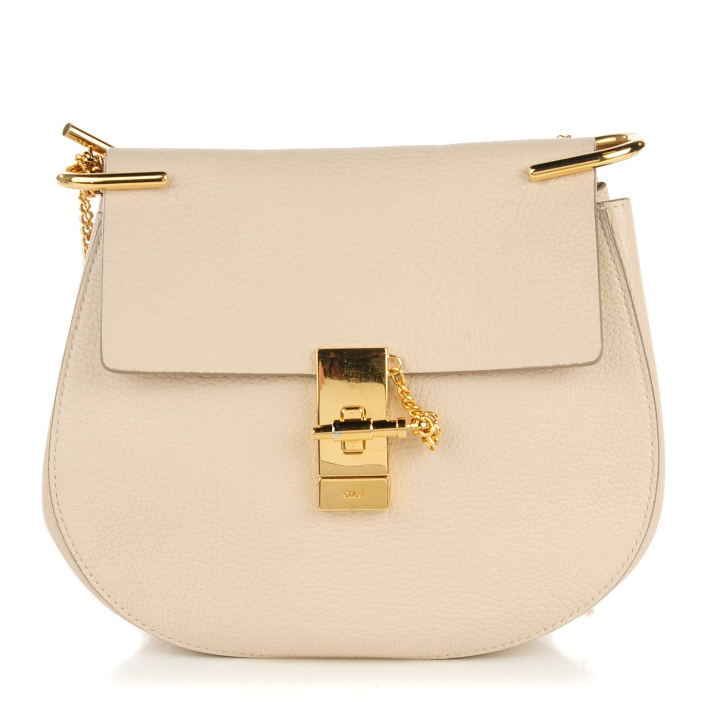 Grained Calfskin Medium Drew Shoulder Bag Abstract White