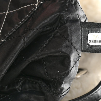 Chanel Shearling Sheepskin Tweed Large Coco Neige Tote White Black 7 of 11